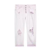 Loose fit bull denim jeans met juweelknopen Dondup , Pink , Dames