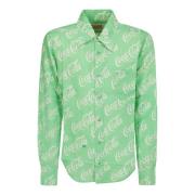 Gedrukte Button-Up Unisex Shirt ERL , Green , Heren