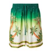 Bedrukte Groene Zijden Bermuda Shorts Africa Joy Casablanca , Multicol...