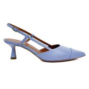 Leren slingback met geometrische hak Giuliano Galiano , Blue , Dames