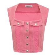 Denim Top - Stijlvol en Trendy Ambush , Pink , Dames