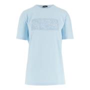 Lichtblauw Crew Neck T-shirt Versace , Blue , Dames
