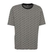 Oversized cotton T-shirt with printed monogram Balmain , Black , Heren
