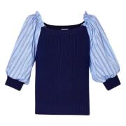 Blauwe Sweater D Manica Camicia Liu Jo , Multicolor , Dames