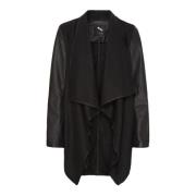 Open Cardigan met Leren Mouwen Btfcph , Black , Dames