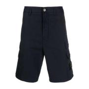 Navy Stretch Katoenen Shorts Stone Island , Blue , Heren