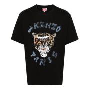 Tiger Head Zwart T-shirt Jersey Kenzo , Black , Heren