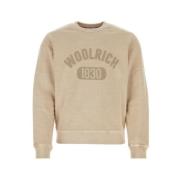 Beige Crewneck Sweatshirt Garment Dyed Woolrich , Beige , Heren