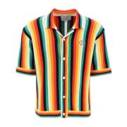 Gestreept gebreid bowlingshirt met Cubaanse kraag Casablanca , Multico...