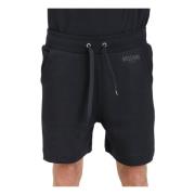 Zwarte Logo Patch Shorts Moschino , Black , Heren
