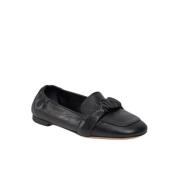 Zwarte Kalfsleren Loafers Slip-On Stijl AGL , Black , Dames