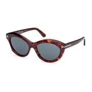 Dames Ovale Zonnebril Havana Glanzend Tom Ford , Brown , Heren