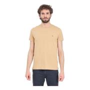 Geborduurd Logo Kameel T-shirt Lente/Zomer Tommy Hilfiger , Beige , He...