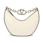 V Logo Moon Leren Schoudertas Valentino Garavani , White , Dames