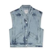 Vintage Blauw Denim Gilet Homage , Blue , Dames