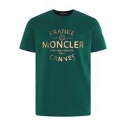 Heren Ss T-Shirt Moncler , Green , Heren