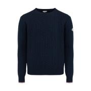 Cable-Knit Wool Jumper Blauw Moncler , Blue , Heren