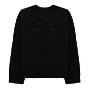 Zwarte Palm Print Pailletten Sweater Laneus , Black , Unisex