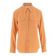 Luxe Zijden Oranje Overhemd Equipment , Orange , Dames
