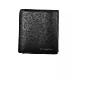 Zwarte Leren Portemonnee met RFID-blokker Calvin Klein , Black , Heren