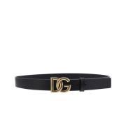 Heren DG Logo Zwart Goud Dolce & Gabbana , Black , Heren