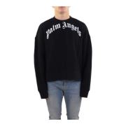 Heren Curved Logo Sweater Zwart Palm Angels , Black , Heren