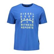Blauw Heren T-shirt met korte mouwen Diesel , Blue , Heren