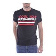 Katoenen T-shirt met Groot Logo - Dsquared2 Dsquared2 , Black , Heren