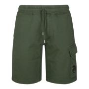 Groene Diagonale Fleece Cargo Shorts C.p. Company , Green , Heren