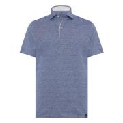 Katoen/Linnen Piqué Polo Shirt Boggi Milano , Blue , Heren