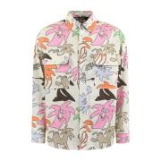 Heren Allover Palmity Shirt Wit/Mult Palm Angels , Multicolor , Heren