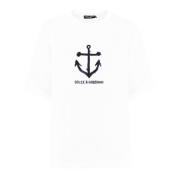 Heren Marina Logo T-Shirt Wit Dolce & Gabbana , White , Heren