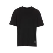 Logo Patch Katoenen Jersey T-shirt Giuseppe Zanotti , Black , Heren