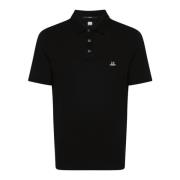 Zwarte Katoenen Poloshirt met Logo C.p. Company , Black , Heren
