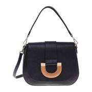Handbag in black tumbled leather Baldinini , Black , Dames