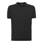 Zijde & Katoen Zwarte Polo Shirt Kangra , Black , Heren