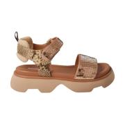 Roze paillet sandalen met klittenbandsluiting Jeannot , Pink , Dames