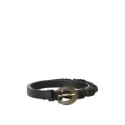 Leren Couture Elastische Riem Orciani , Black , Dames