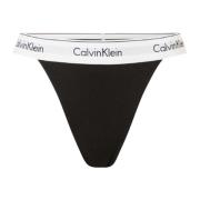 Moderne Katoen Zwarte String Calvin Klein , Black , Dames