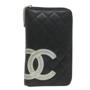 Pre-owned Leather wallets Chanel Vintage , Black , Dames