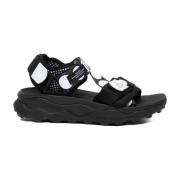 Flat Sandals Flower Mountain , Black , Dames