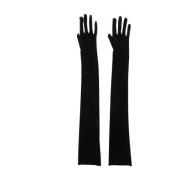 Zwart Stretch Lange Handschoenen Norma Kamali , Black , Dames