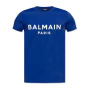 Zwem T-shirt met logo Balmain , Blue , Heren