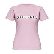 Aansluitend T-shirt met logo Vetements , Purple , Dames