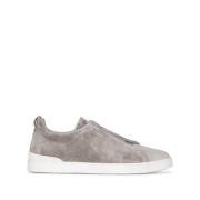 Grijze Suède Slip-On Sneakers Ermenegildo Zegna , Gray , Heren