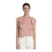 Roze Katoenen Top met Ruches Attic and Barn , Pink , Dames