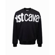 Zwarte Katoenen Sweatshirt met Maxi Logo Just Cavalli , Black , Heren