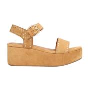 Casual Camel Suède Dames Sandalen Alpe , Brown , Dames