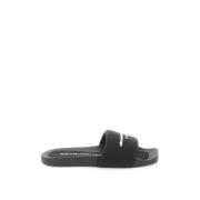 Logo Strap Rubber Slippers Alexander Wang , Black , Dames