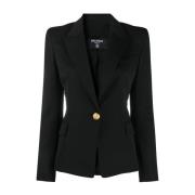 Luxe Zwarte Wollen Blazer Balmain , Black , Dames